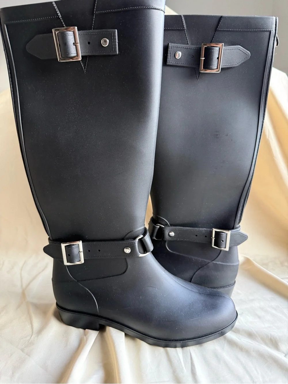 Princess Polly Elvera‎ Buckle Detail Rubber Gumboots Black Size 8
